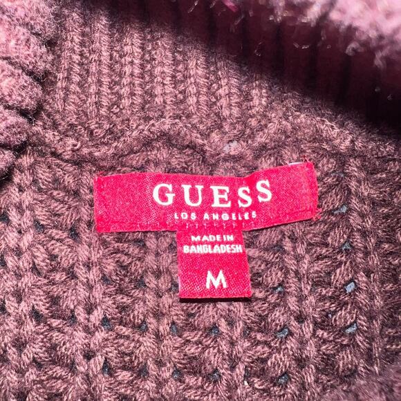 ✨Guess Women’s Turtleneck Sweater Medium Brown Knit Long Sleeve Zip Detail - Picture 2 of 5